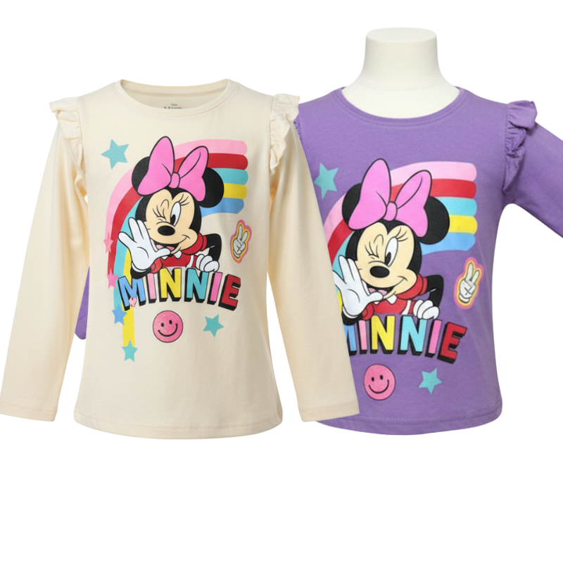 100127 GIRLS CHARACTER MINNIE L/SLV TOP 2 COLOURS