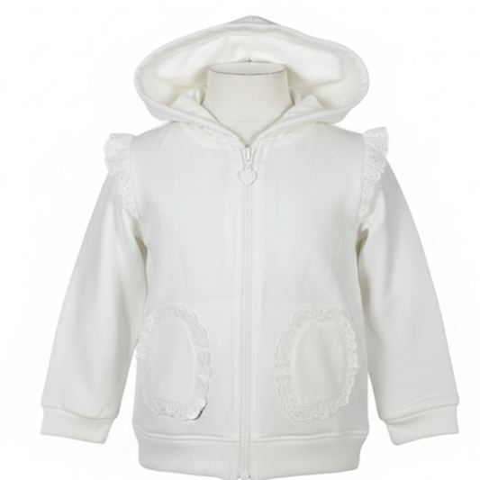 7323 GIRLS EX STORE LACE TRIM ZIP HOODY
