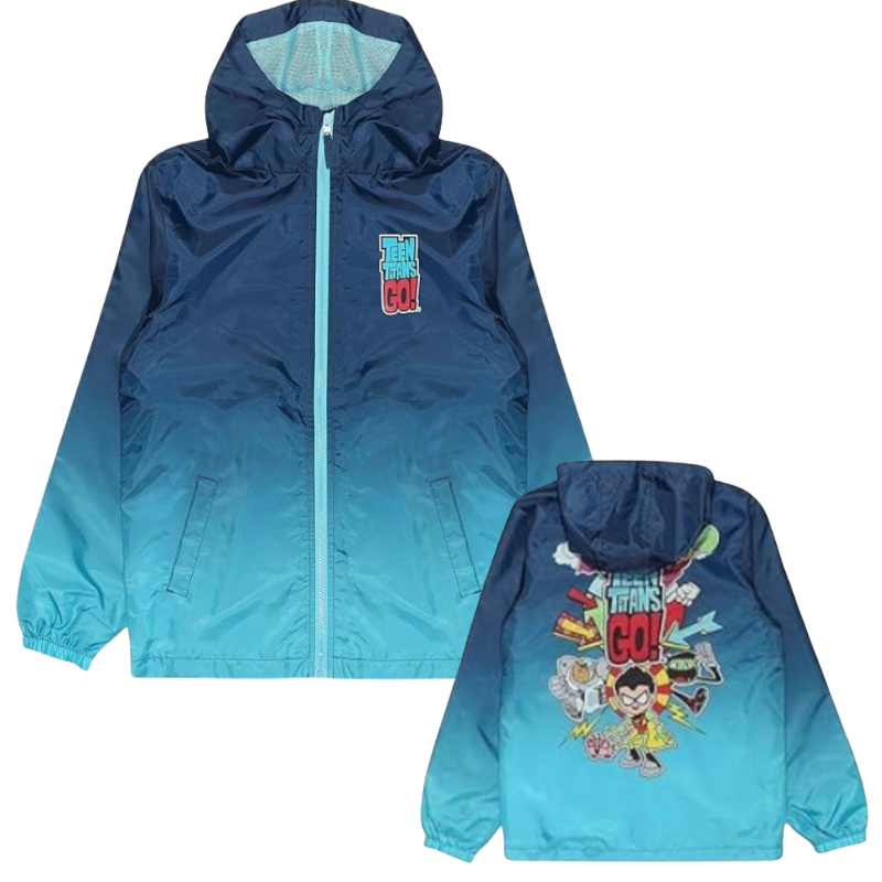 TEEN01 KIDS OFFICIAL LICENSE TEEN TITANS MESH LINED RAIN JACKET