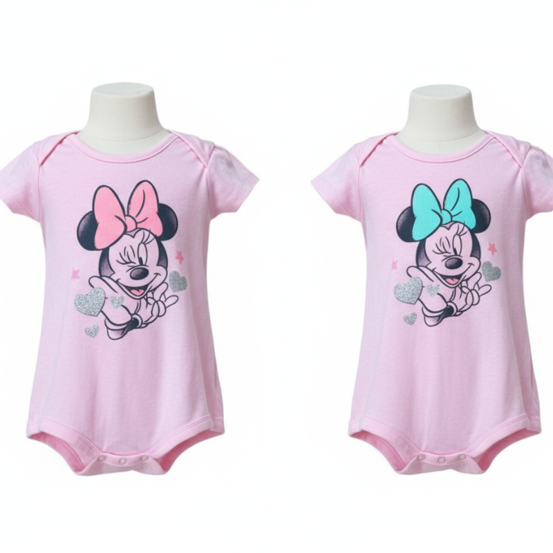 335 BABY GIRLS  2 PACK MICKEY LICENSE ROMPERS