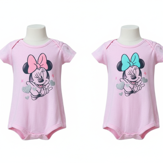 335 BABY GIRLS  2 PACK MICKEY LICENSE ROMPERS