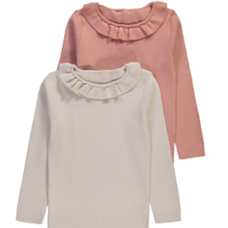 GA10 GIRLS EX STORE 2PACK RIB FRILL NECK TOP