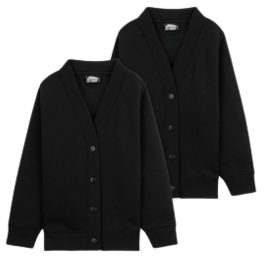 004 KIDS FLEECE LINED SCHOOL 2PACK CARDI BLACK