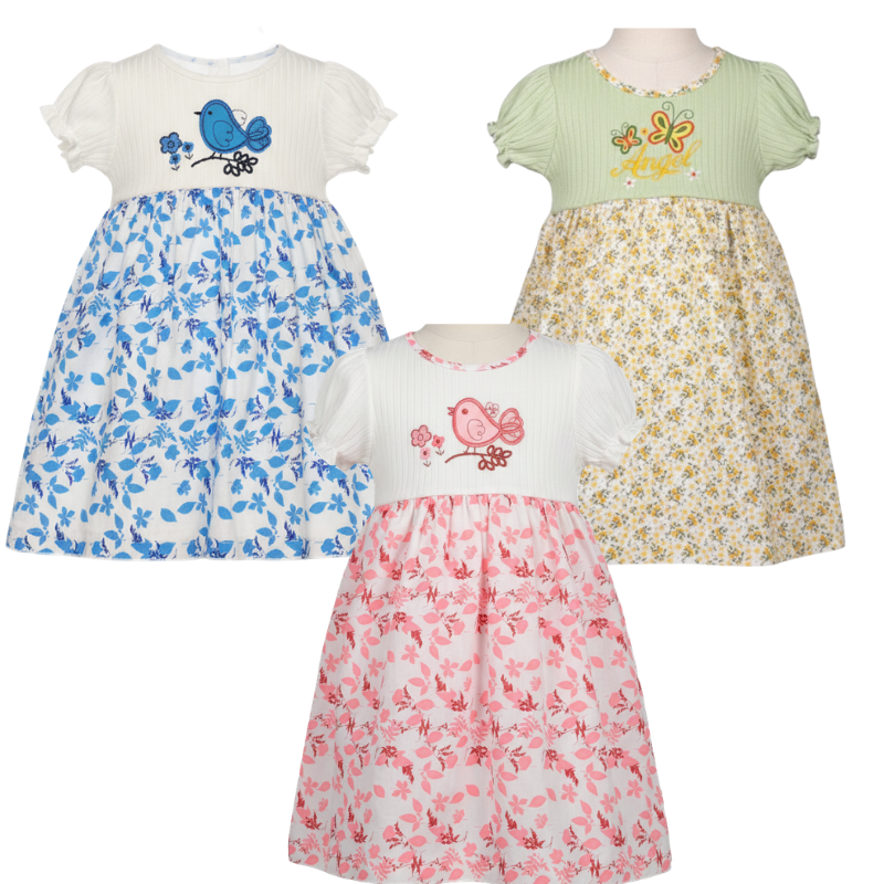 37-38 GIRLS LOVELY BIRD DRESSES (PRINTS VARY)