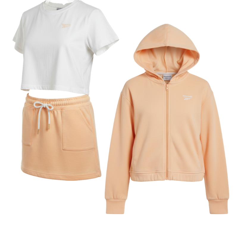 973  GIRLS BRANDED 3PIECE SKORT SET PEACH