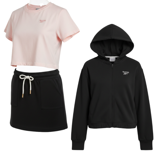 974  GIRLS BRANDED 3PIECE SKORT SET BLACK