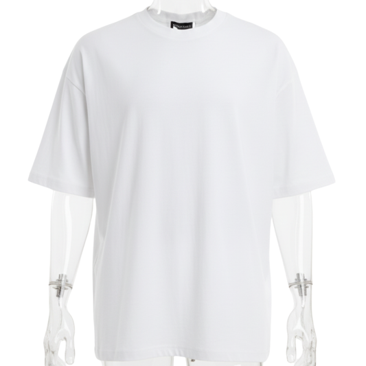 979 MENS BRAND OVERSIZE EXTENDED NECK HEAVY TEE WHITE