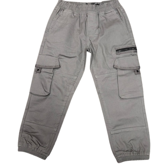 988 BOYS EX STORE CUFFED CARGO TROUSERS GREY & KHAKI ASSD