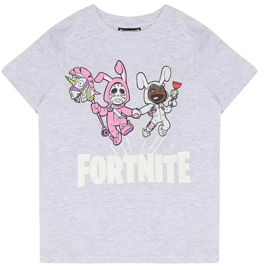 FOR9003 KIDS LICENSE FORTNITE BUNNY GREY TSHIRT