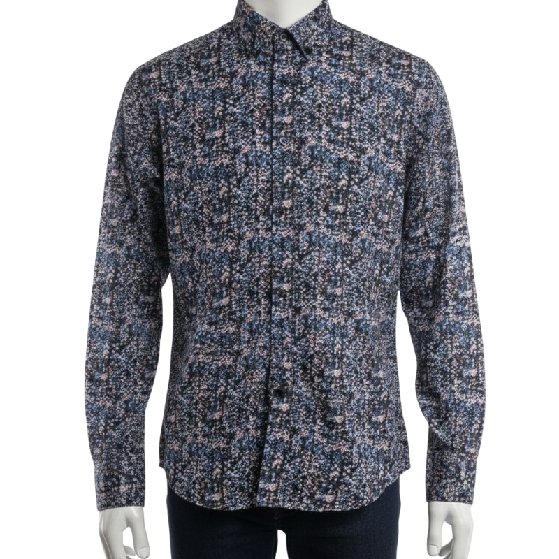 1061 MENS BRAND JERSEY PRINT SHIRT- NAVY