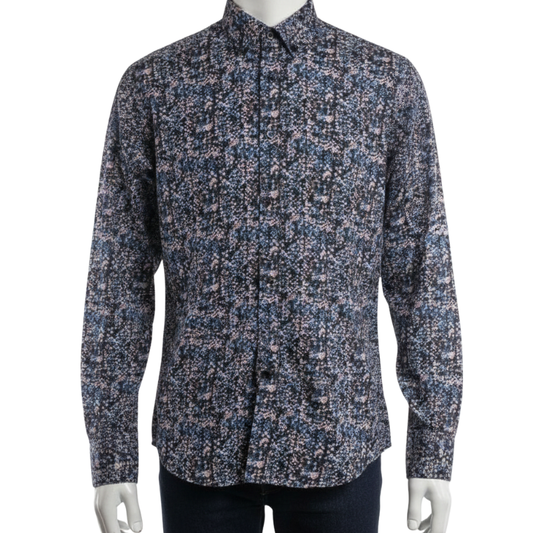 1061 MENS BRAND JERSEY PRINT SHIRT- NAVY