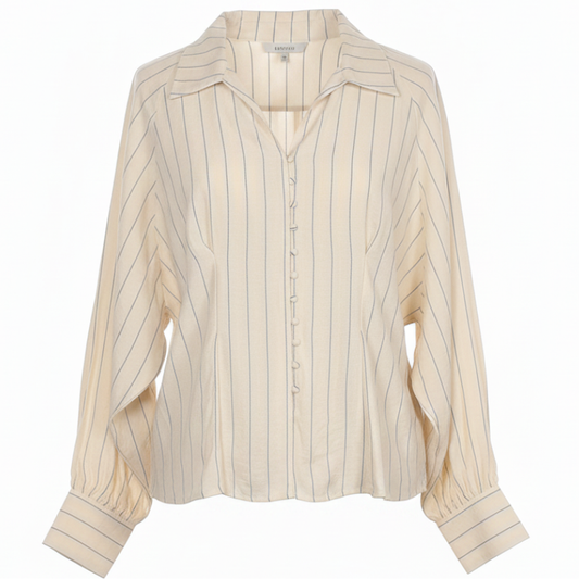FF25 LADIES EX STORE BUTTON THROUGH STRIPE BLOUSE