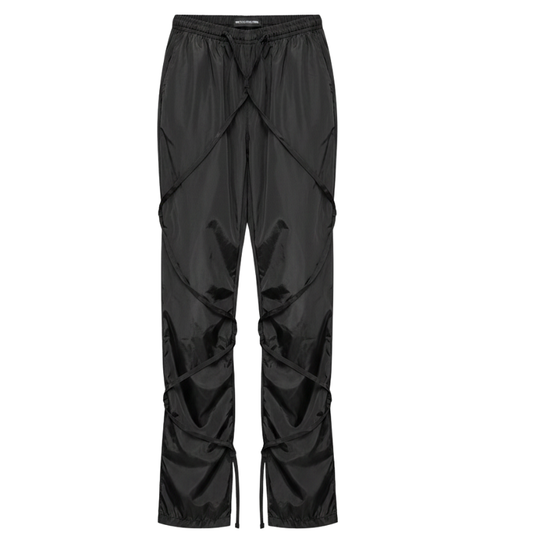 3651 LADIES EX BRAND BLACK SHELL TIE DETAIL STRAIGHT LEG CARGO