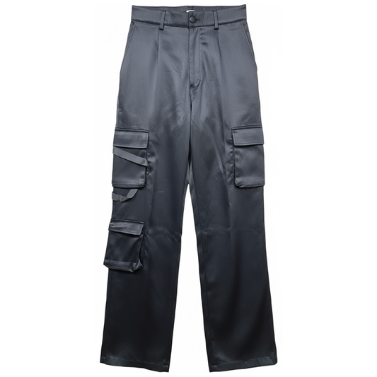 6201 LADIES EX BRAND NAVY CARGO WIDE LEG POCKET DETAIL