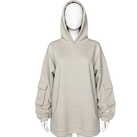9372 LADIES EX BRAND OVERSIZE SWEATSHIRT WITH POCKETS ON ARMS STONE