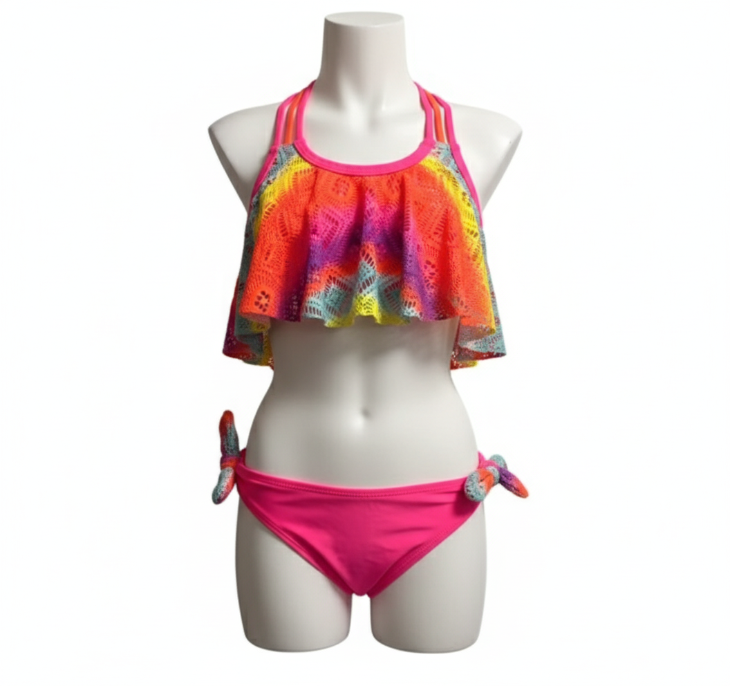 1426 GIRLS EX STORE CROCHET FLOUNCE BIKINI