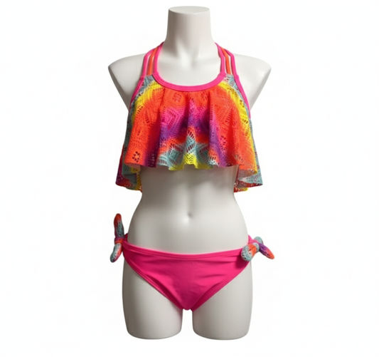 1426 GIRLS EX STORE CROCHET FLOUNCE BIKINI