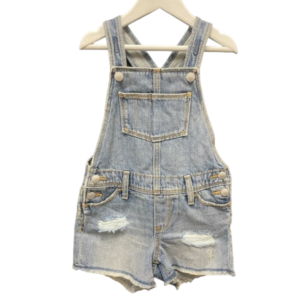 G7 GIRLS EX STORE RIP DENIM SHORT DUNGAREES